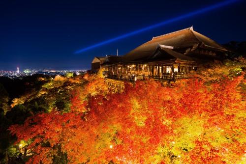 Autumn leaves at Kiyomizu-dera Temple in Kyoto